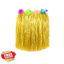 BAJOTAL Hawaiian Luau Hula Grass Skirt Flower Costume Dance Party Decor