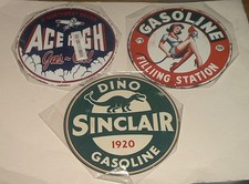 3 Round Metal Signs SINCLAIR Dino Gasoline + ...