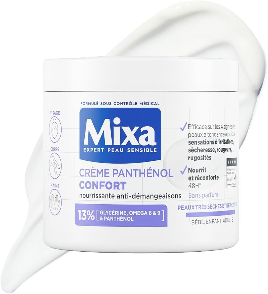 Mixa Expert Peau Sensible Crème Panthénol Confort après douche contre le dessèchement hivernal