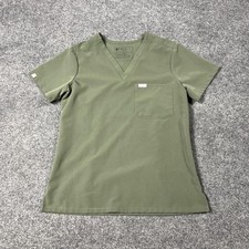 Figs Scrub Top Womens XS Green Catarina Technical Collection V Neck Pocket