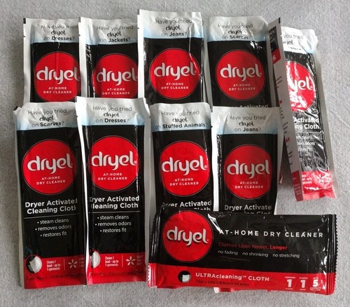 Lot of 10 Dryel Dryer Activated Cleaning Cloths At-Home Dry-Cleaner Refill Kit