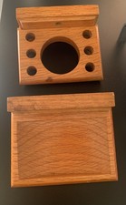 VTG MCM Style Toothbrush Cup Holder Soap Dish Solid Wood Wall Mount