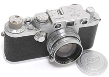  Leica IIIf red dial film camera Ser. 656000 w. Leitz Summitar 2/5 cm lens S...