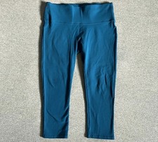 Spanx Crop Leggings Pants Womens Medium Blue Stretch Compression