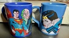DC Comics Warner Bros 1999 Superheroes And Villains Coffee Mug Set