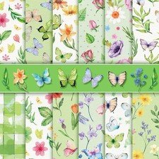 Konsait 24 Sheets Double Sided Spring Scrapbook Paper 12x12 Flower Pattern Pa...