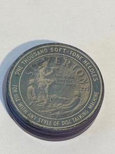 Silvertone Phonograph Soft Tone Steel Needle Tin and Contents