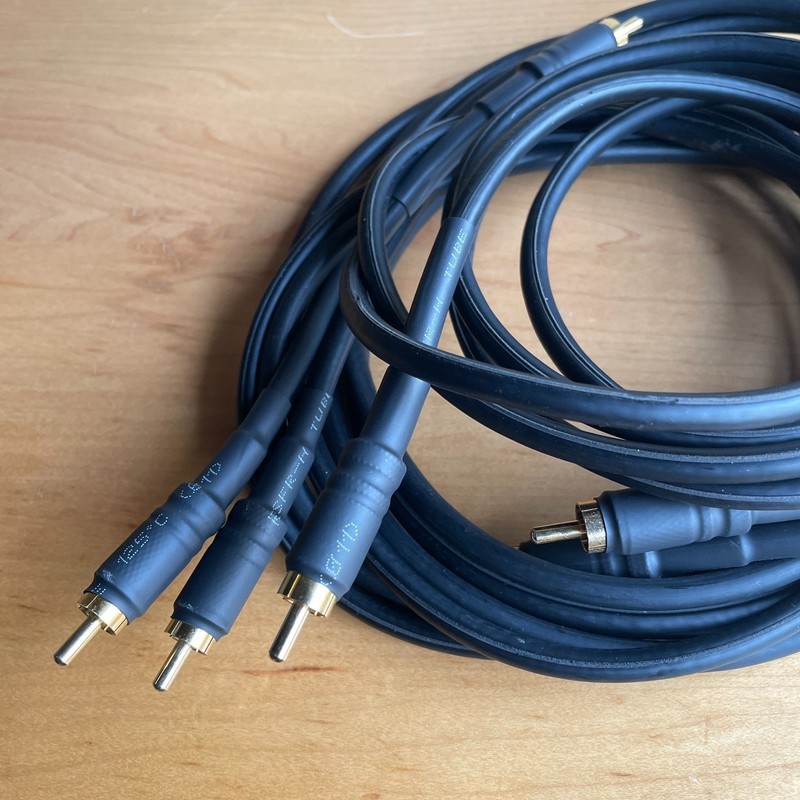 3 RCA Audio Interconnect Cables 3ft/6ft Male Vtg Hi-Fi Stealth Black Audiophile