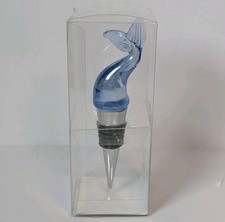 DEI Art Glass Wine Bottle Stopper Mermaid Tail Glass  Iridescent Blue New 