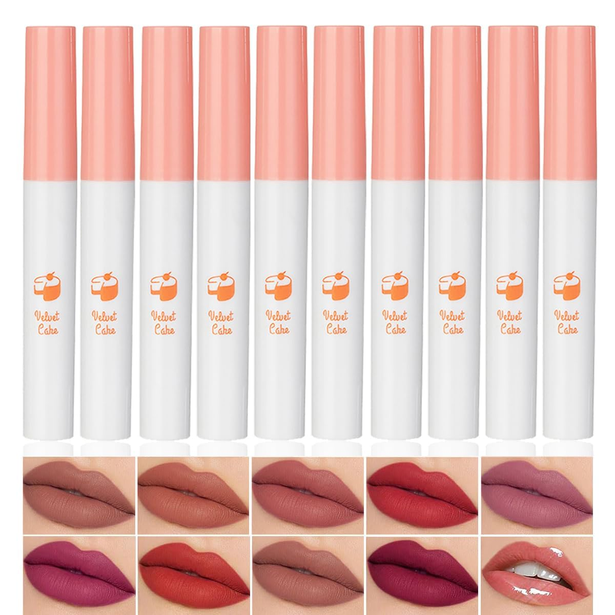 10 Colors Lipstick, Matte Liquid Lip Gloss Set, Tube Red Matte Velvet Tint Stain