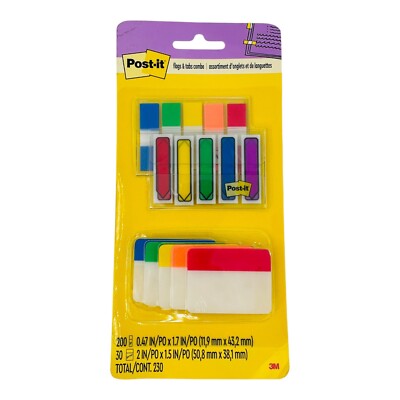 Post-it Flags & Tabs Combo Pack 230 Pieces Assorted Color & Sizes 686-XLP