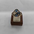 silver ring with Cz stones one blue stone missing size 7.5 4.2g