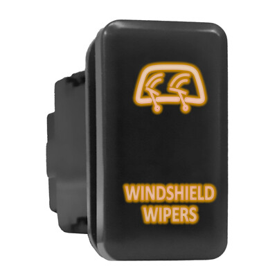 WINDSHIELD WIPERS Orange Backlit Tall Push Button 1.54''x 0.83'' (Fit: Toyota)