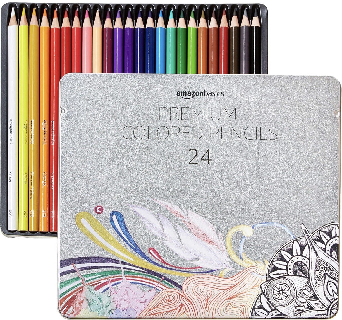 Color Pencils with Case, Multi Colored Pencils for Artist and Adults, Set of 24-image