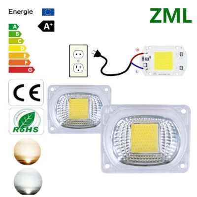 LED chip COB 20W 30W 50W 220V Lampe Lens Reflector High power Floodlight Lumière - Photo 1/4