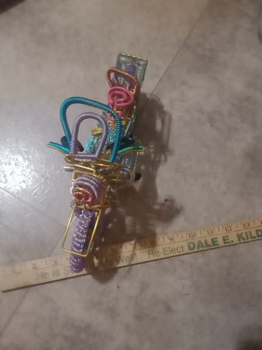 Motorcycle Figure Made out of Wire SUPER UNIQUE Colorful 11" x 8" - Picture 4 of 10
