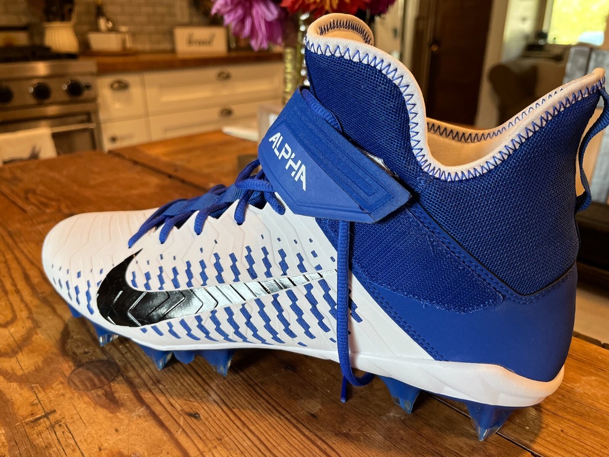 NIKE ALPHA MENACE PRO 2 FOOTBALL CLEATS WHITE BLUE BLACK
