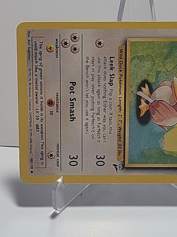 Farfetch'd 40/130 Pokemon Base Set 2 Colorless Uncommon LP Used See Pictures - Image 4 of 4