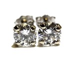 GIA certified 14k white gold 1.41ct VS2 F round diamond 4 Prong stud earrings — photo 1