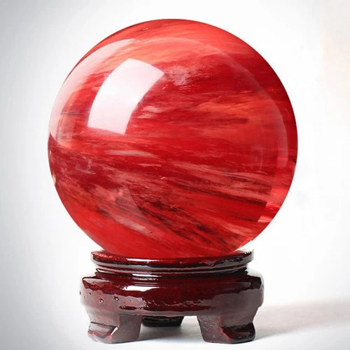 2LB Big Natural Red Smelting Quartz Crystal Sphere Healing Energy Ball W/ Stand - Foto 12 di 19