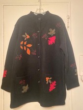 Women's  “caroll Reed”  100% Black  Wool Coat/jacket Sz  L Pre Owned