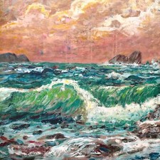 Giovan Francesco Gonzaga Serigrafia Tela Marina Scogli Tempesta ciclone