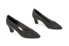 Court Shoes Black w/Gold Studs 2.5 inch heel Synthetic Upper UK Size 5.5 Canda