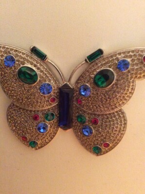 NWT  ABS by Allen Schwartz   2.5' butterfly drop  multi color necklace b100