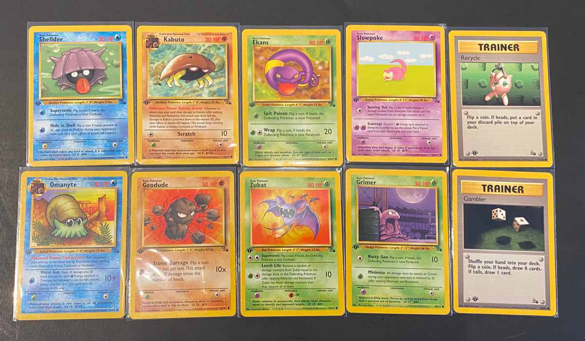 10 1st Edition Fossil Set Vintage Pokemon Common Cards and trainer cards NM | eBay 10 1st Edition Fossil Set Vintage Pokemon Common Cards and trainer cards NM | eBay
