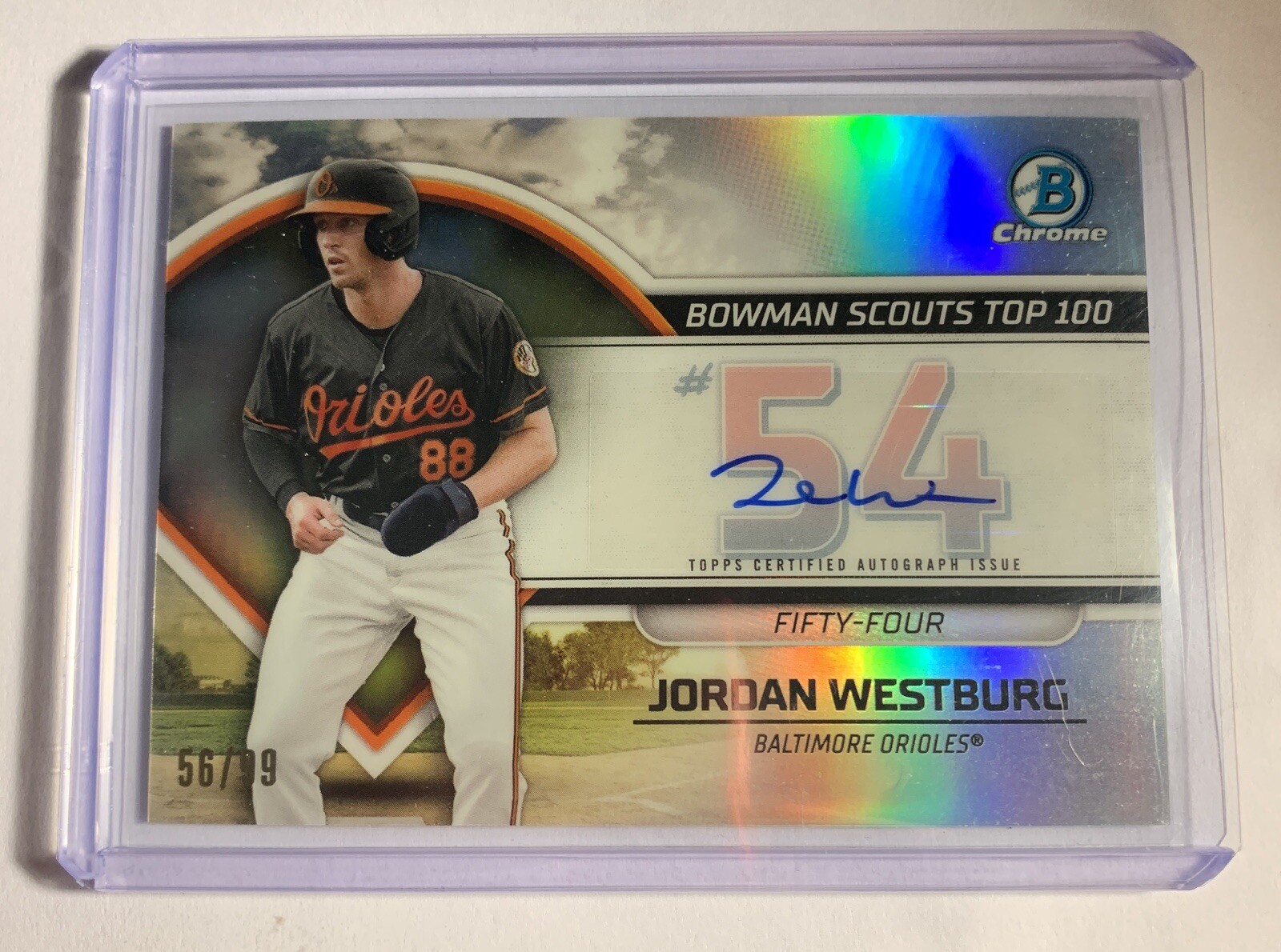 Jordan Westburg 2023 Bowman Scouts Top 100 Autographs #BTP-54 /99 Orioles