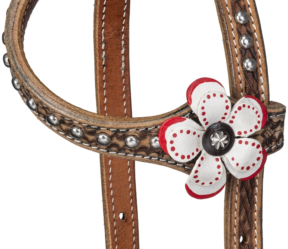 Juego de cabecera y pechuga Western - Juego de amapola blanca 3D de Silver Royal Foto 3 de 4