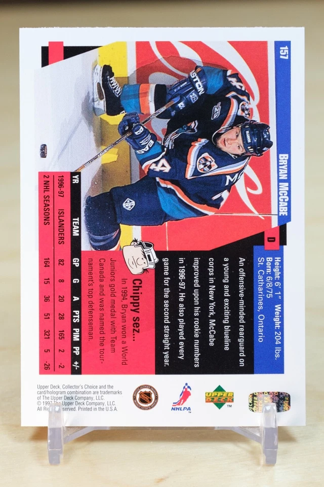 1997-98 UD Collector's Choice Base #157 Bryan McCabe - New York Islanders - Image 2 of 2