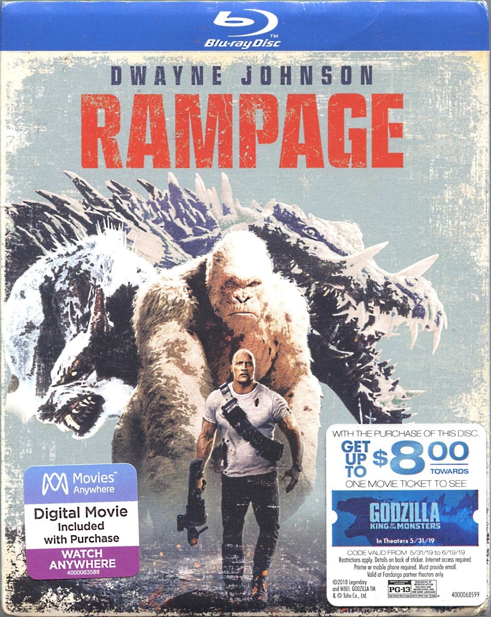 Brad Peyton RAMPAGE Blu-Ray DWAYNE JOHNSON Naomie Harris JOE