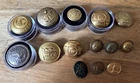14 Antique Brass Buttons GAR Civil War Spanish American Military Light House Etc