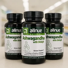 3 pack of Ashwagandha with shilajit 180 caps STRESS SUPPORT EXP 2028