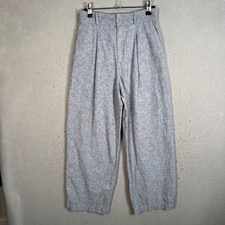 Uniqlo Linen Cotton Blend High-Waisted Gray Pleated Pants XS Elastic Waist