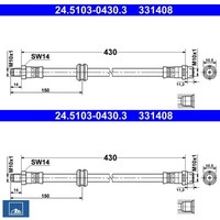 2X Bremsschlauch ATE 24.5103-0430.3 2 BremsschläUche Rechts Links Vorne
