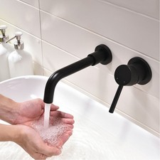 Basin Mixer Tap Black Wall Mounted Bathroom Sink Taps Brass Concealed Faucet
