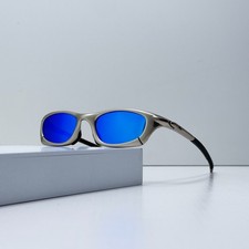 Oakley Magnesium Four Silver Frame Dark Blue Lens Sunglasses Mag Four