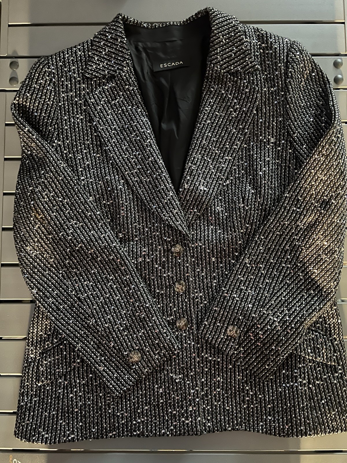 Beautiful Authentic Escada Silver Sequin Blazer S… - image 1