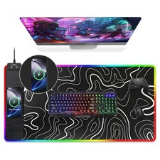 Wireless Charging Mouse Pad, RGB Gaming Mousepad, Large Desk Mat with Ultra-Smoo