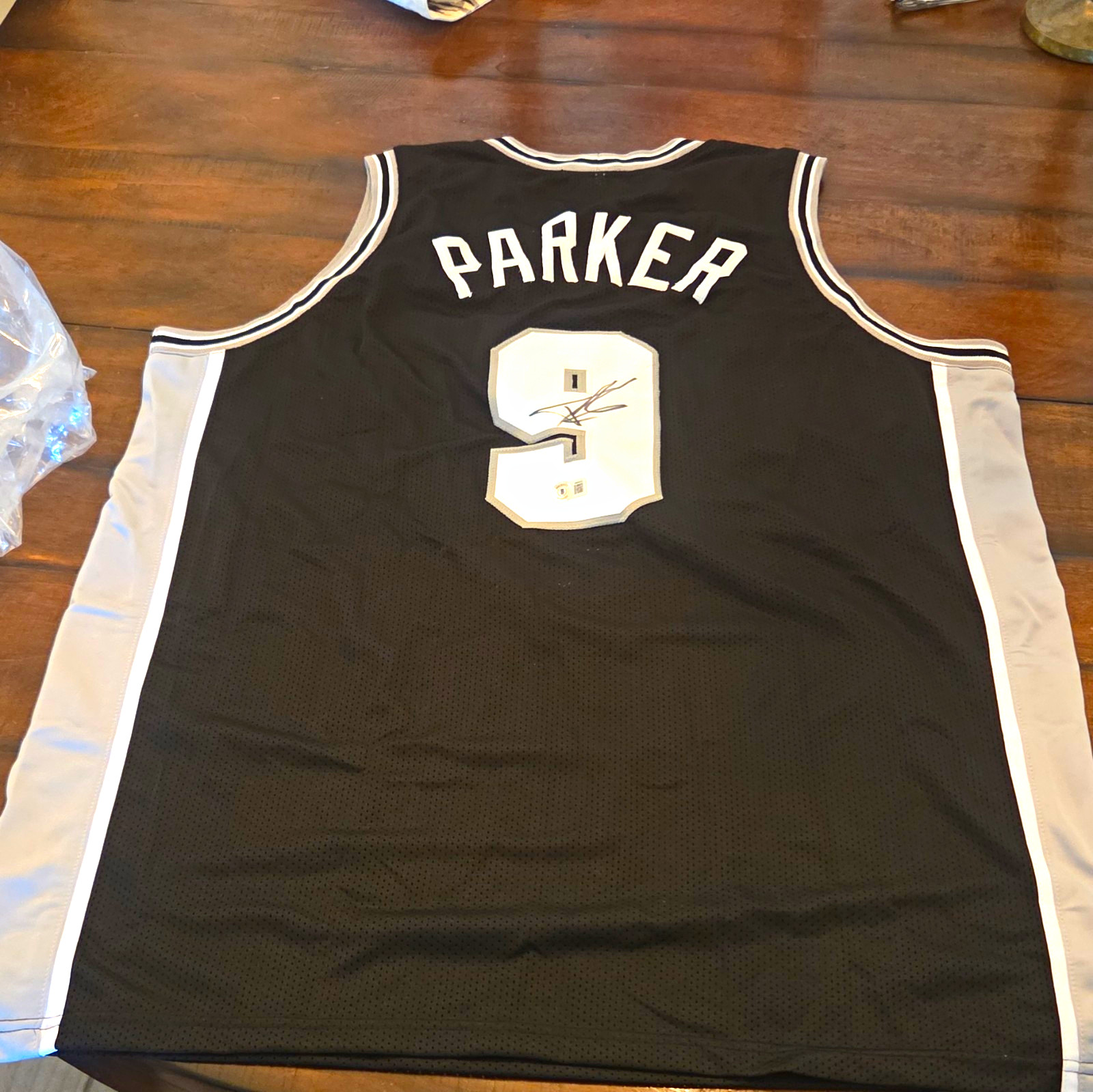 Tony Parker Signed San Antonio Spurs #9 Basketball Jersey BAS Witnessed