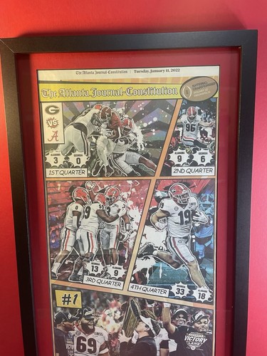 2021-2022 UGA Bulldogs National Championship Framed REAL Newspaper Comic- 17x28 - Picture 3 of 3