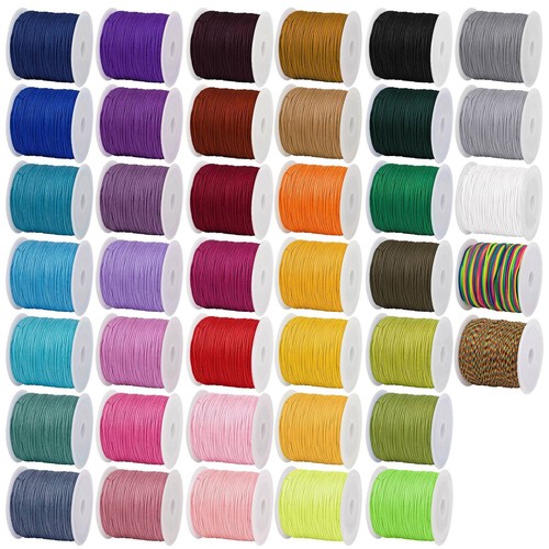 , 40 Rolls 0.8mm Colorful Nylon Beading String Braided Chinese Knotting Cord ...