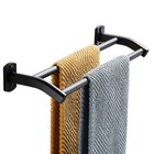 Black Double Towel Bar Hand Rack for Bathroom Wall Mounted Hanger Matte Rod