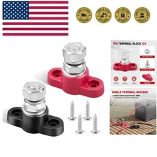 12V 150A Power Distribution Block 3/8" Single Stud Busbar M10 Terminal Bus Ba...