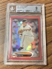 MATT CAIN #/25 - 2012 Topps Chrome RED REFRACTOR SP #48 GIANTS WSC BGS 9 MINT
