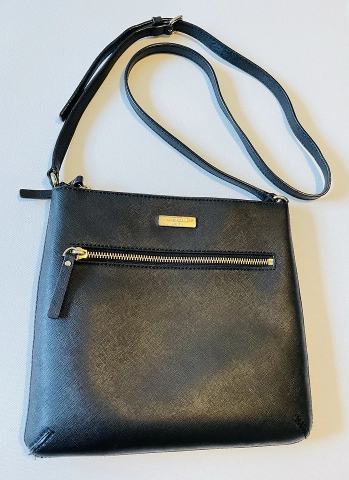 Kate Spade Saffiano Leather Crossbody Bag Small Black Gold Zip Purse Gift VGC - Image 4 of 4