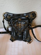 Skull Leg Bag Thigh Holster Faux Leather Biker Gothic Steampunk Black Unisex