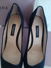 Escarpins en cuir à petits talons et bride arrière - Daim beige - FEMME